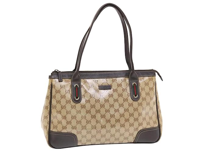 Sac à bandoulière GUCCI GG Crystal Canvas Web Sherry Line Beige 293599 Auth hk775 Toile Rouge Vert  ref.1025871