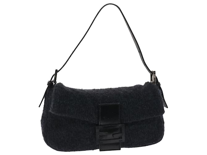 FENDI Mamma Baguette Shoulder Bag Wool Black Auth 49783  ref.1025932