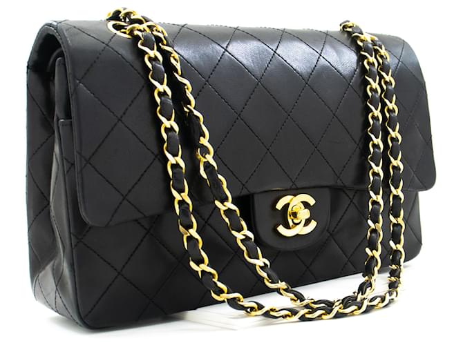 Handbags Chanel Chanel Classic Lined Flap Medium Chain Shoulder Bag Black Lamb