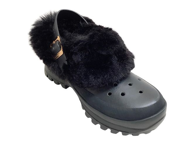Stella Mc Cartney Schwarze perforierte Trace-Clogs aus Kunstpelz von Stella McCartney