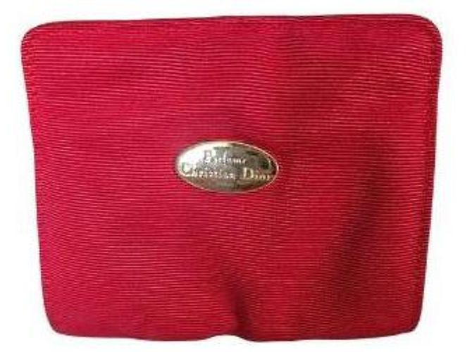 Christian Dior Red Striped Cloth Clutch Bag