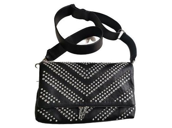 Borsa Rocky Zadig & Voltaire in pelle martellata nera e borchie Nero Silver hardware