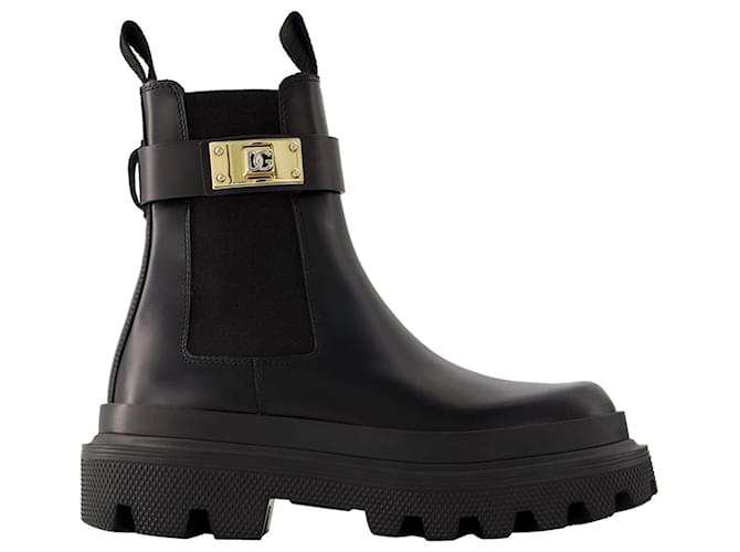 Dolce & Gabbana Chelsea Ankle Boots - Dolce&Gabbana - Leather - Black  ref.1026215