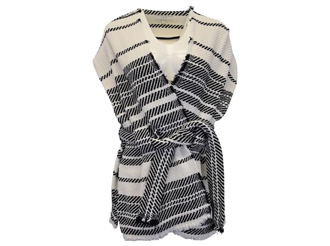 Iro Sleeveless Striped Wrap Vest in White Cotton Polyester  ref.1026224