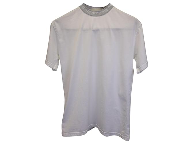 Camiseta con cuello y logo de Acne Studios en algodón blanco  ref.1026225