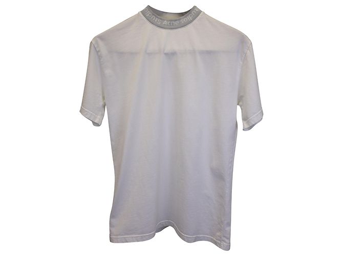 Tshirt con logo sul collo di Acne Studios in cotone bianco