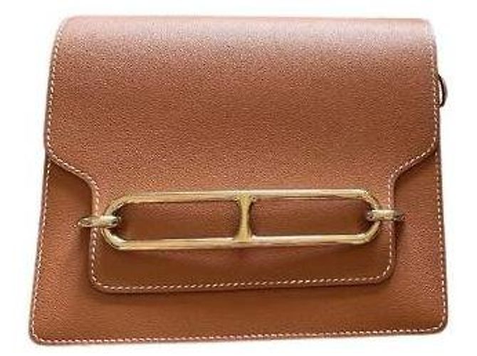 Bolsa de mão Hermès Roulis 23 couro ouro Marrom