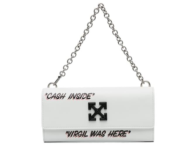 Off White White Jitney Quote Wallet on Chain Leather Pony-style calfskin  ref.1026252