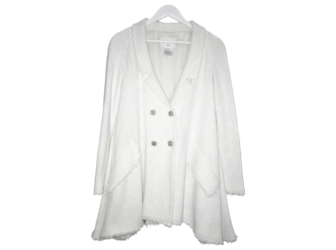 Chanel París / Abrigo de tweed de la pasarela de Miami Blanco  ref.1026331