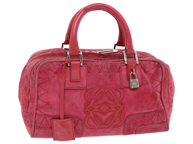 LOEWE Hand Bag Suede Red Auth ep1175  ref.1026354
