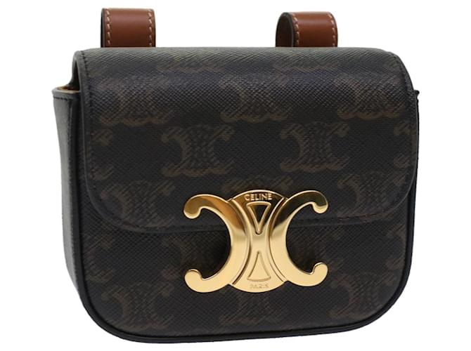 Céline CELINE Mini Triomphe Sac Ceinture Pochette Triomphe Noir Auth 49435A Cuir  ref.1026379