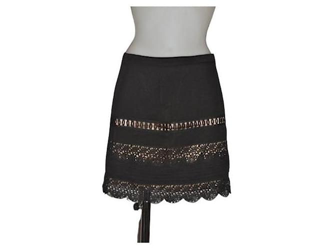 Sandro Mini jupe Synthétique Noir  ref.1026457