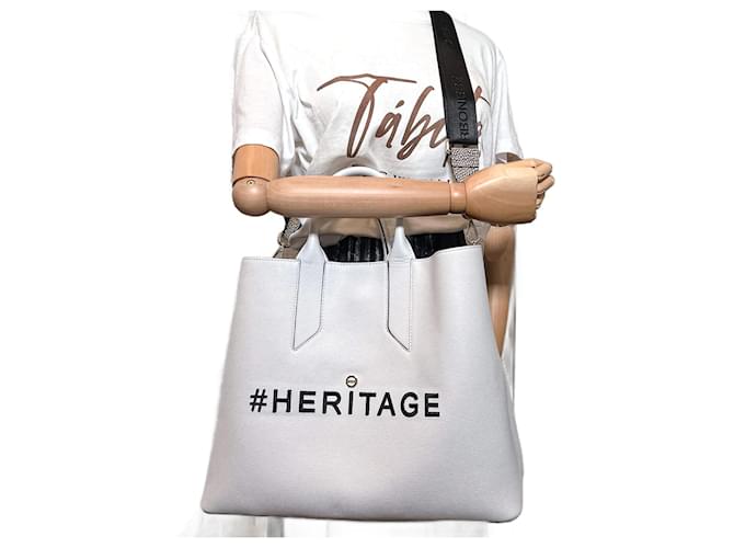 Autre Marque Heritage Large Leather Offwhite Tote Bag  ref.1026485