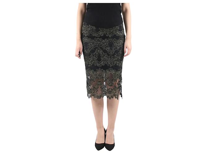 Sandro Black metallic detailed lace skirt - size UK 8 Polyester  ref.1026516
