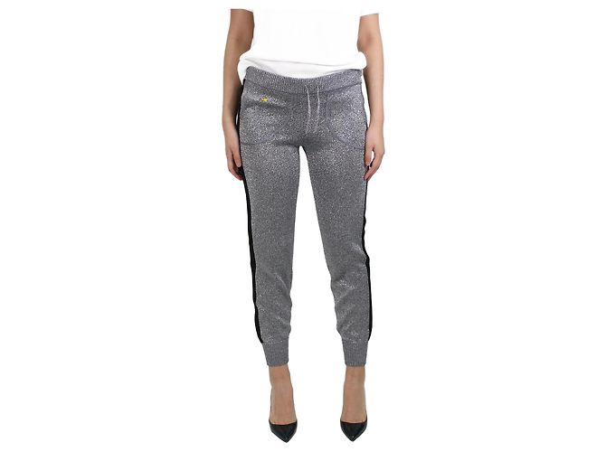 Bella Freud Jogginghose mit silbernem Glitzer-Kordelzug – Größe S