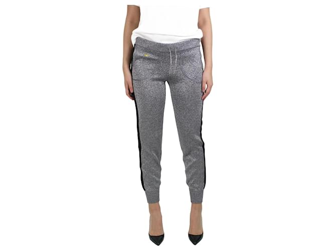 Bella Freud Pantalones deportivos con cordón y purpurina plateada - talla S Plata Rayo  ref.1026533
