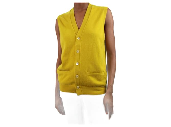 Crimson Cardigan jaune à poches sans manches - taille XS Cachemire  ref.1026553