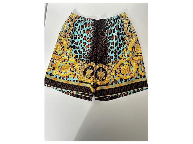Versace Fendace Silk Shorts Multiple colors  ref.1026567
