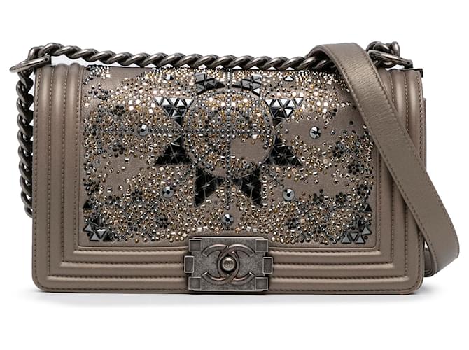Chanel Mini Bronze Crystal-Embellished Flap