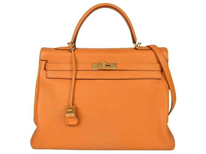 Hermès hermes kelly 35 Orange Leather  ref.1026868