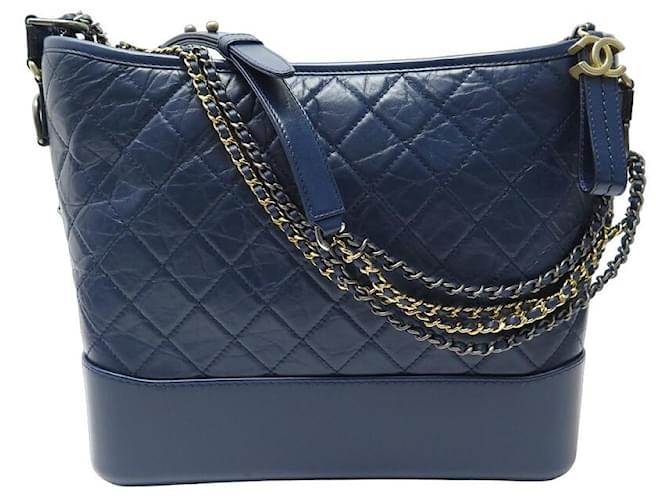 NEW CHANEL GABRIELLE GM HANDBAG IN QUILTED LEATHER CROSSBODY HAND BAG Navy blue  ref.1026943