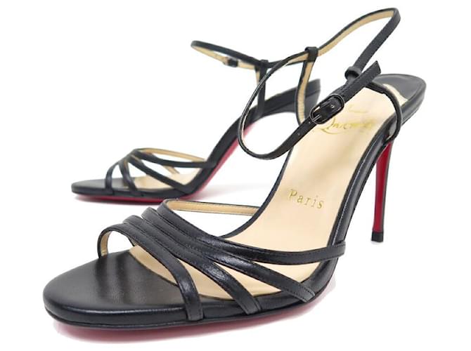 NEW CHRISTIAN LOUBOUTIN SHOES 36 BLACK LEATHER HEEL SANDALS SHOES  ref.1026989