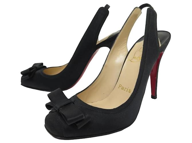 CHRISTIAN LOUBOUTIN SHOES NOOKA PUMPS 36.5 BLACK FABRIC BOW SHOES Cloth  ref.1026996