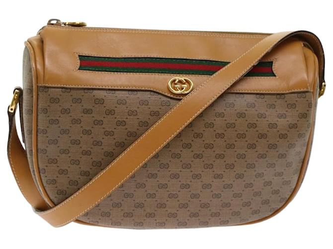 GUCCI Micro GG Canvas Web Sherry Line Shoulder Bag Beige Red Green Auth ep1231  ref.1027410