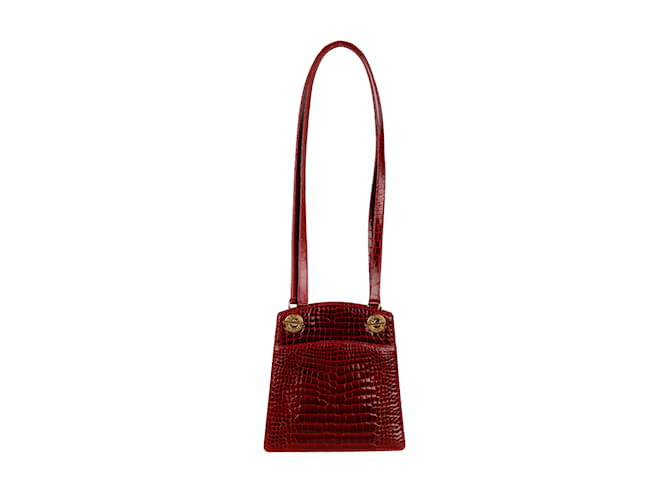 Gucci Vintage Exotic Leather Crossbody Bag Dark red  ref.1027455
