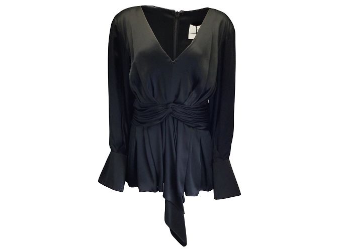 Prabal Gurung Black Jimile Twist Front Silk Blouse
