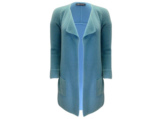 Iris von Arnim Maglione cardigan aperto in maglia a coste di cashmere blu di Iris Von Armin