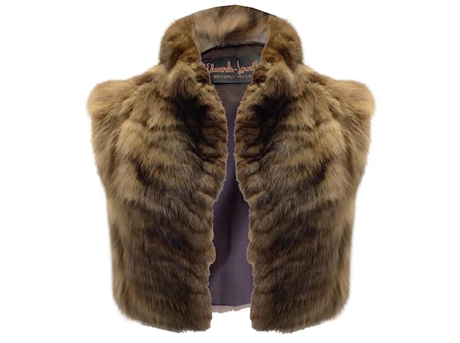 Autre Marque Edwards-Lowell of Beverly Hills Brown Cropped Sable Fur Vest  ref.1027639