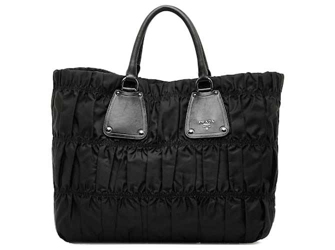 Prada Black Tessuto Gaufre Tote Bag Nylon Cloth  ref.1027812
