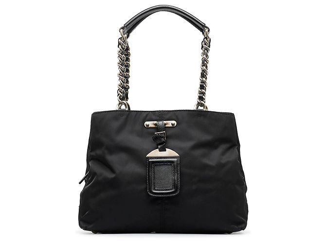 Prada Black Tessuto Chain Shoulder Bag