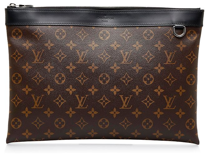 Louis Vuitton Monogram Marrone Macassar Discovery Pochette GM Nero
