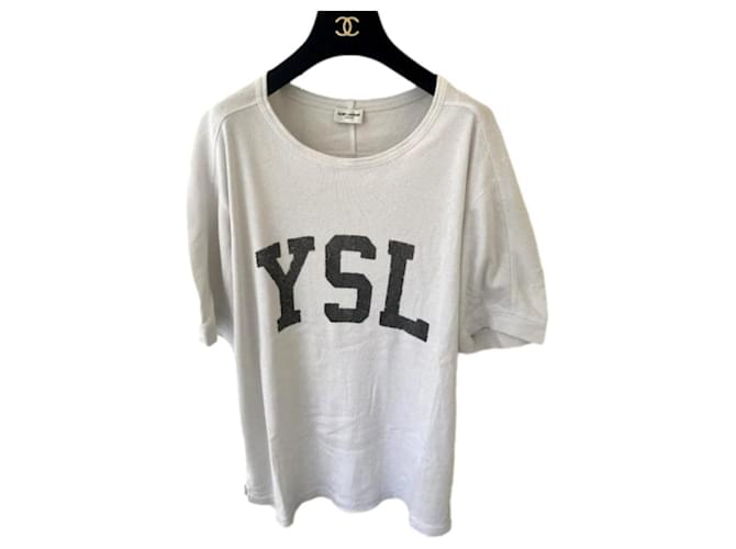 Saint Laurent T-shirt oversize en coton gris clair délavé avec poche plaquée  et manches capes ref.830678 - Joli Closet
