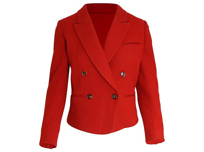 Chloé Chloe Double-Breasted Blazer in Red Virgin Wool  ref.1028068