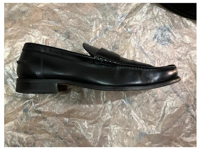 Prada Loafers Slip ons Black Leather  ref.1028085