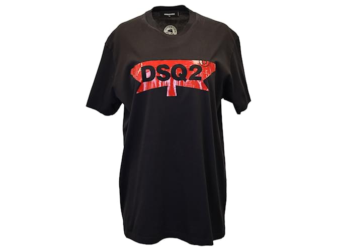 Dsquared2 Camiseta con logo de algodón negro  ref.1028122