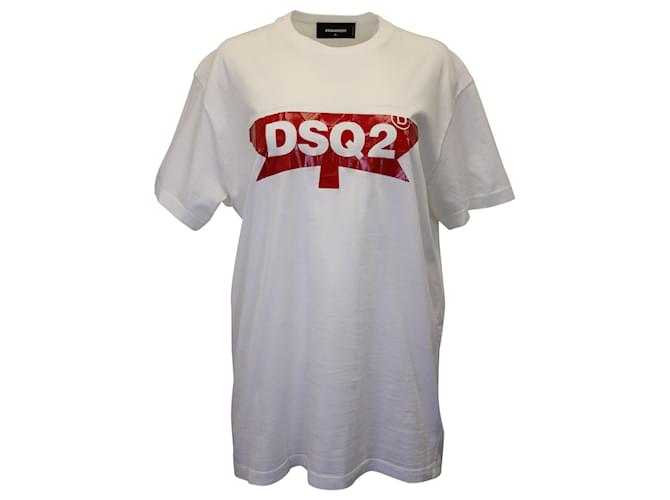 Dsquared2 Camiseta con logo en algodón blanco  ref.1028123