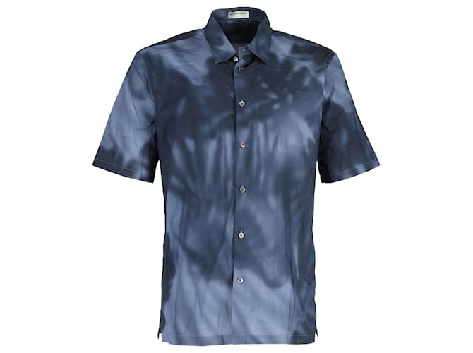 Balenciaga Leaf Shadow Hemd aus blauer Baumwolle  ref.1028133