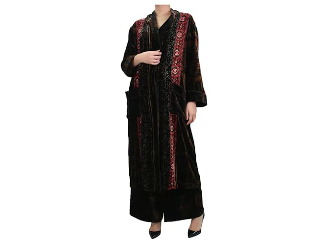Autre Marque Multicoloured velvet patterned robe - One Size Multiple colors Viscose  ref.1028216
