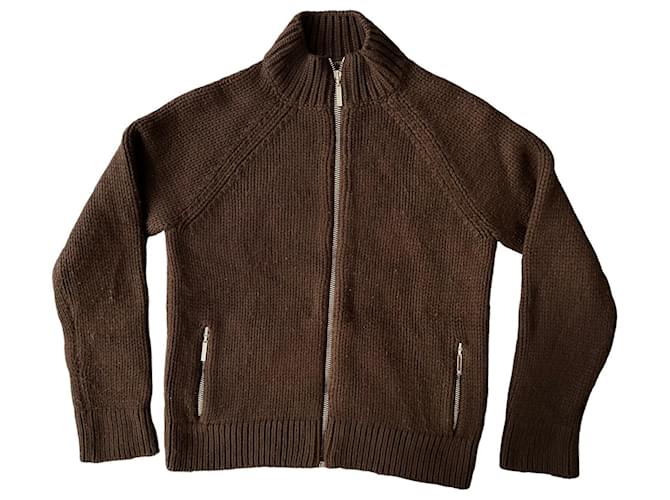 Louis Vuitton Knitwear bomber jacket Brown Cashmere  ref.1028419