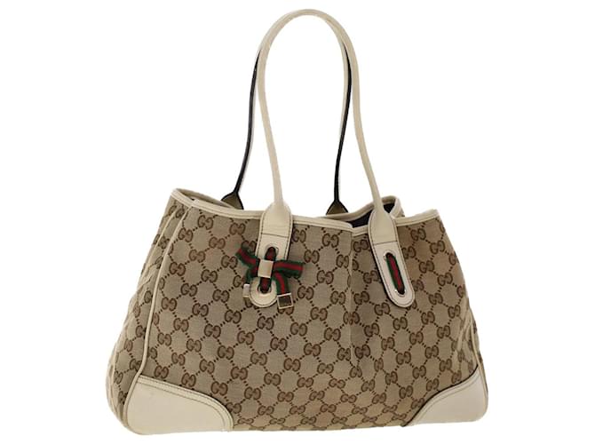 GUCCI GG Canvas Web Sherry Line Shoulder Bag Beige Red Green 163805 Auth yk8074 Cloth  ref.1028581