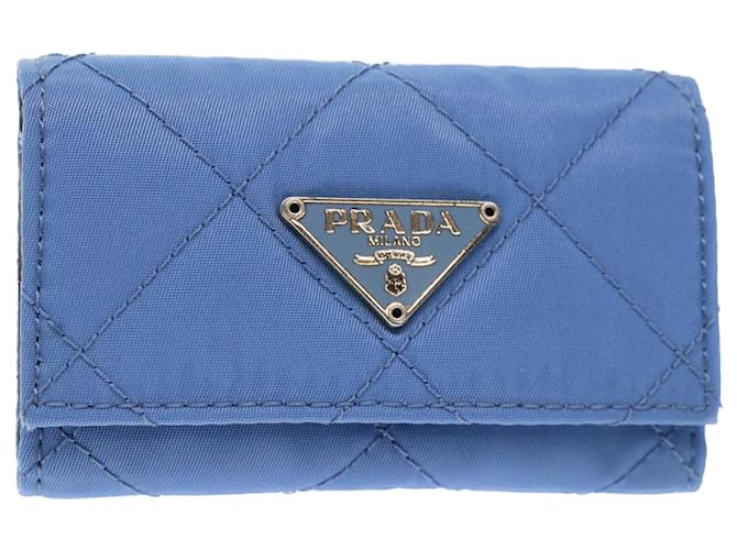 PRADA Key Case Nylon Turquoise Blue Auth 49955a  ref.1028585