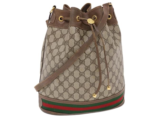 GUCCI GG Canvas Web Sherry Line Shoulder Bag Beige Red Green Auth tb826  ref.1028604