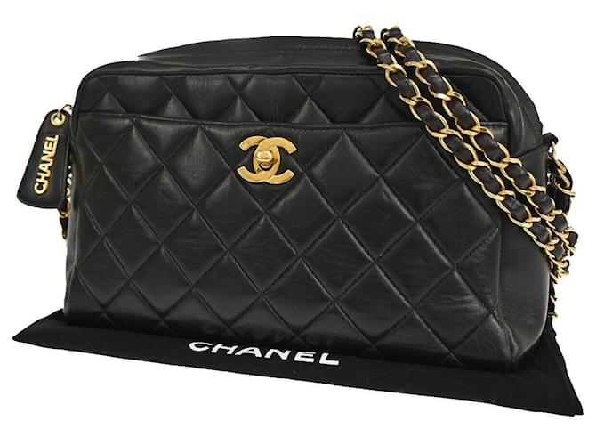 Classique Chanel caméra Cuir Noir  ref.1028651