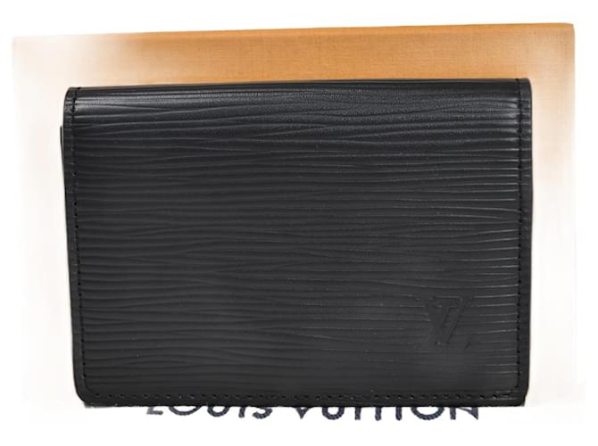 Louis Vuitton Enveloppe Carte de visite Black Leather  ref.1028773