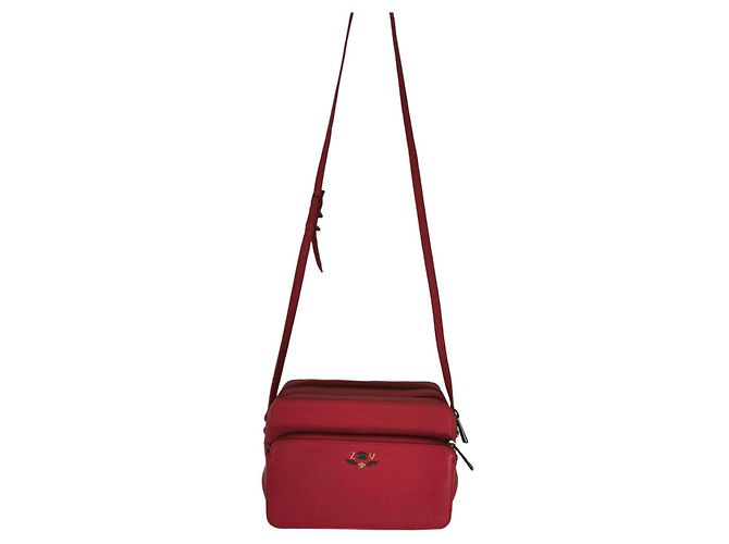 Bolsa camera Zadig & Voltaire em couro granulado vermelho