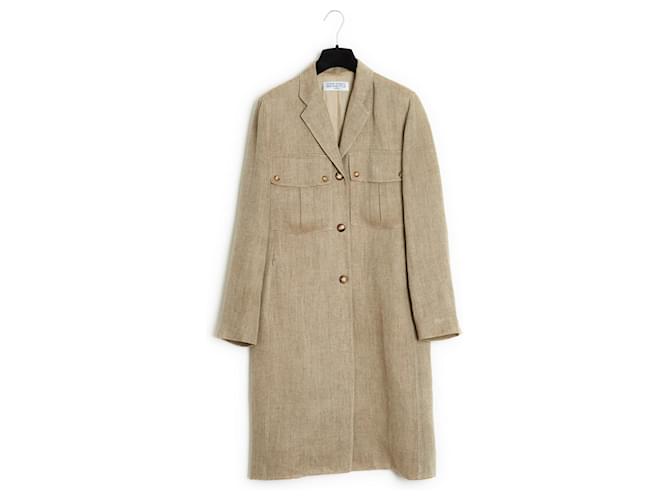 Autre Marque Beige Linen Wool Straight Coat FR38 Laine  ref.1028878